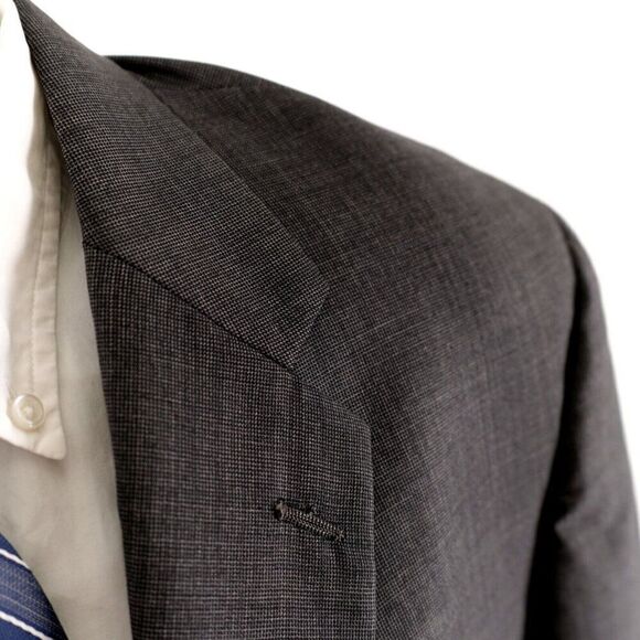 Hart Schaffner Marx Gold Trumpeter Nordstrom Wool Check Gray 2 Button Blazer 44L - Picture 2 of 16